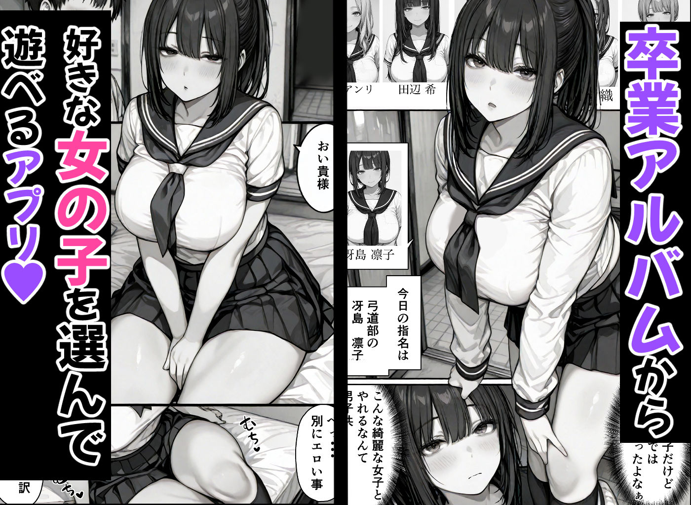 FANZA同人｜卒アル催●アプリ クラスメイトを選んで支配できる卒業アルバム｜無料サンプルエロ画像-2